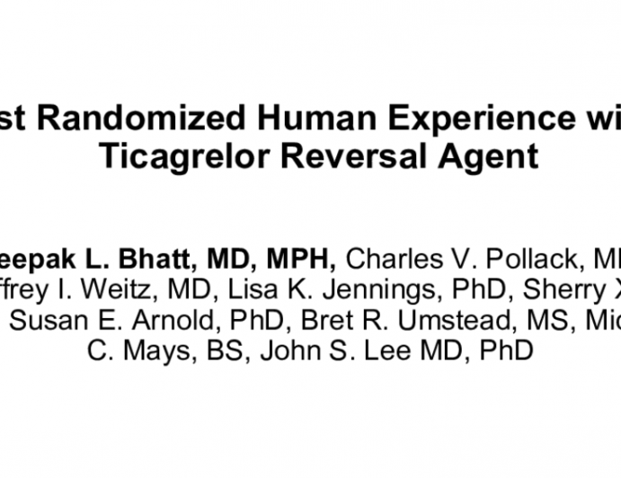 First Randomized Human Experience with a Ticagrelor Reversal Agent