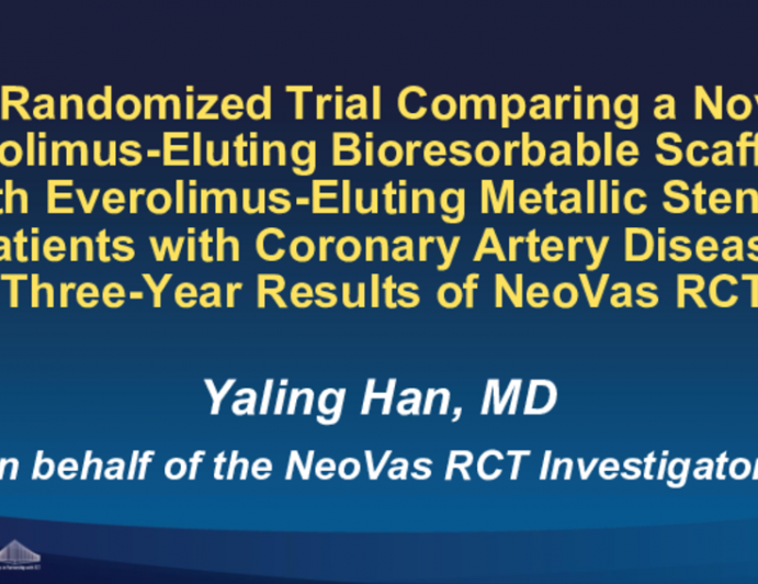 A Randomized Trial Comparing a Novel Sirolimus-Eluting Bioresorbable Scaffold with Everolimus-Eluting Metallic Stent in Patients with Coronary Artery Disease: Three-Year Results of NeoVas RCT 