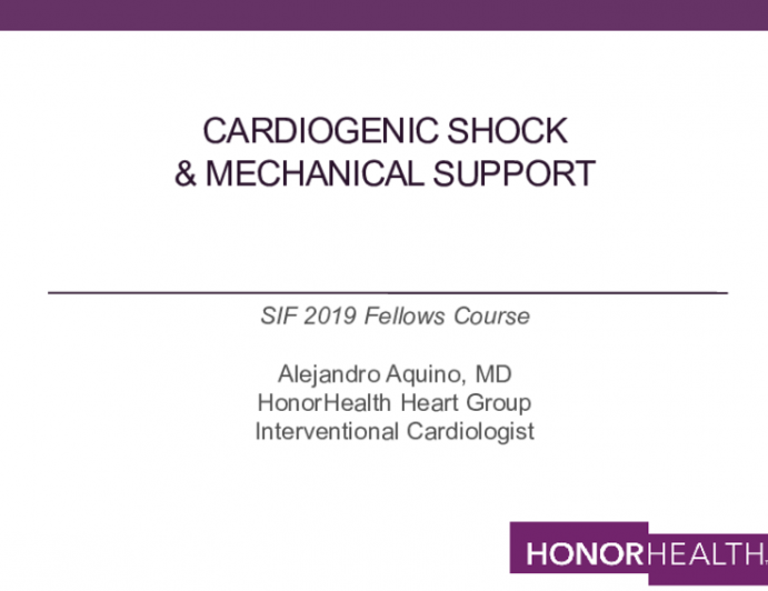 Cardiogenic Shock & Mechanical Support