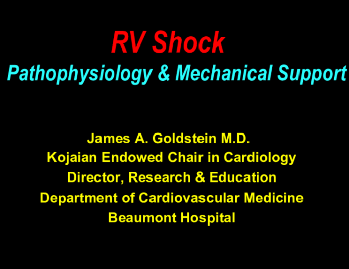 RV Shock Pathophysiology & Mechanical Support