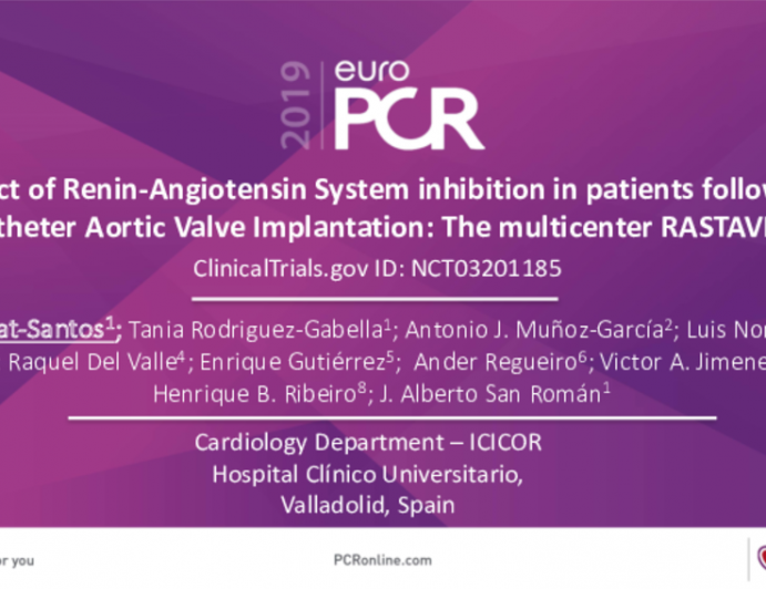 Impact of Renin-Angiotensin System inhibition in patients following Transcatheter	Aortic Valve Implantation: The multicenter RASTAVI	study.