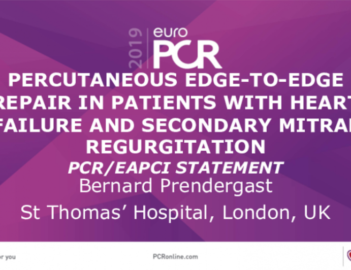 Percutaneous Edge-To-Edge Repair In Patients With Heart Failure And Secondary Mitral Regurgitation PCR/EAPCI Statement