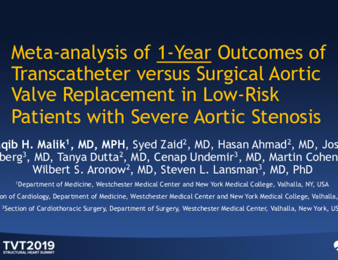 Meta-Analysis of 1-Year Outcomes of Transcatheter vs. Surgical Aortic Valve Replacement in Low-Risk Patients With Severe Aortic Stenosis