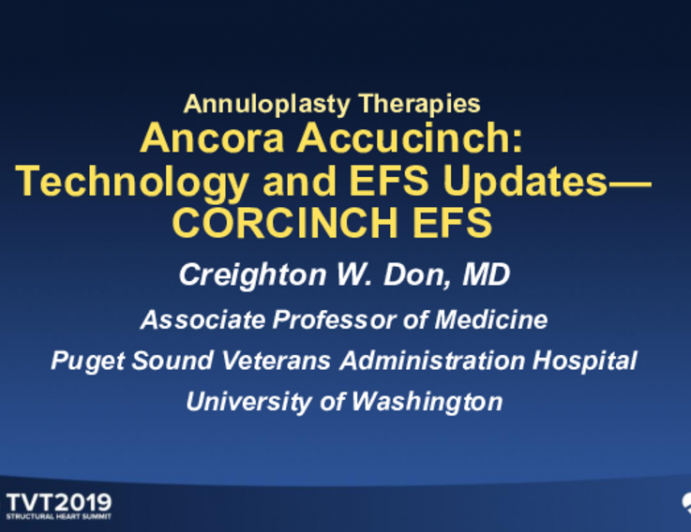 Accucinch ANCORA: Technology and EFS Updates (CORCINCH EFS)