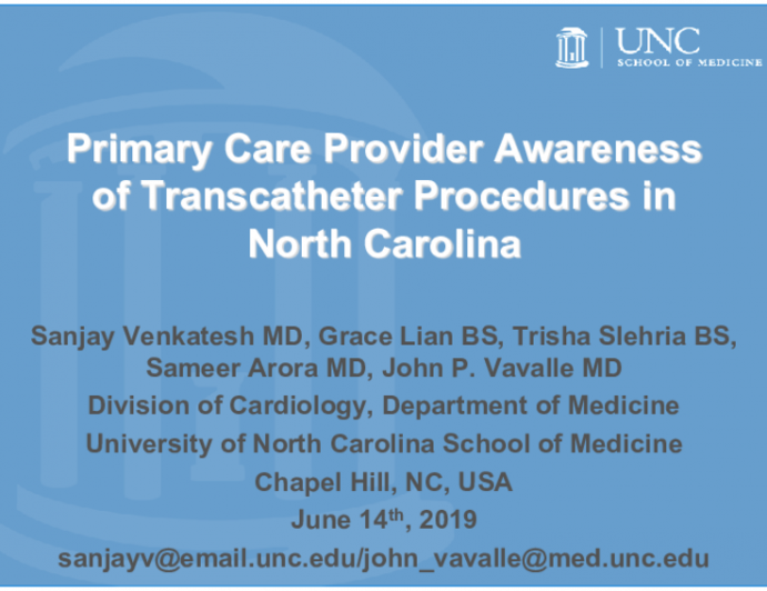 Primary Care Provider Awareness of Transcatheter Procedures in North Carolina