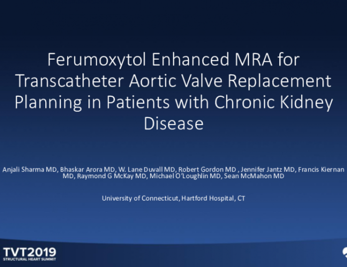 Ferumoxytol Enhanced MRA for Transcatheter Aortic Valve Replacement Planning in Patients With Chronic Kidney Disease
