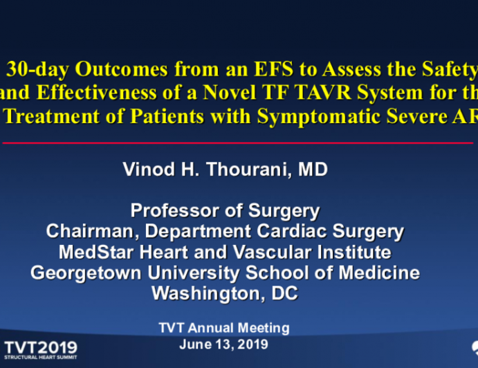 30-Day Outcomes From an Early Feasibility Study to Assess the Safety and Effectiveness of a Novel Transfemoral TAVR System for the Treatment of Patients With Symptomatic Severe Aortic Regurgitation (AR)