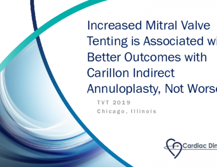 Increased Mitral Valve Tenting Is Associated With Better Outcomes With Carillon Indirect Annuloplasty, Not Worse