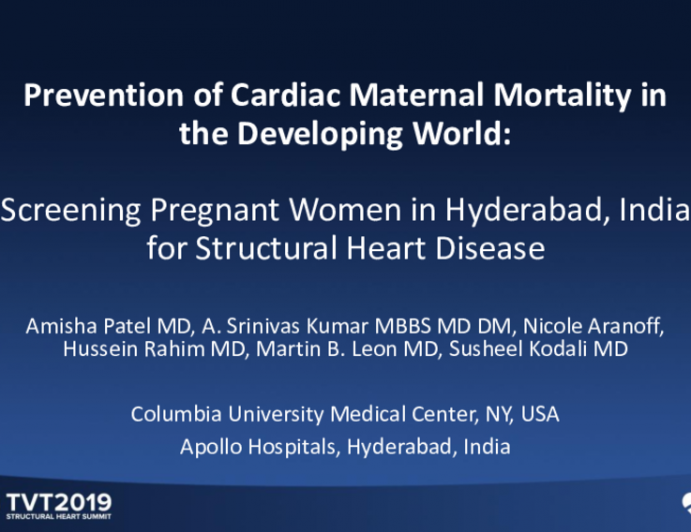 Prevention of Cardiac Maternal Mortality in the Developing World: Screening Pregnant Women in Hyderabad, India for Structural Heart Disease