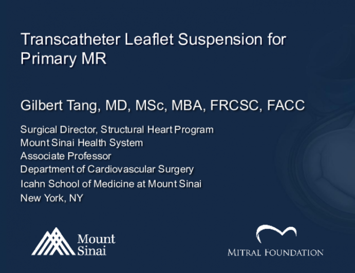Transcatheter Leaflet Suspension for Primary MR