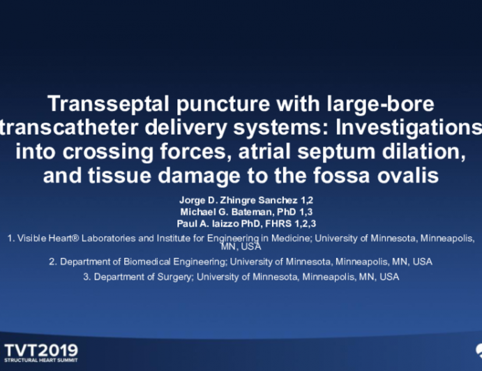 Transseptal Puncture With Large-Bore Transcatheter Delivery Systems: Investigations into Crossing Forces, Atrial Septum Dilation, and Tissue Damage to the Fossa Ovalis