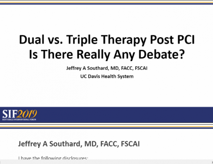 Dual vs. Triple Therapy Post PCI Is There Really Any Debate?