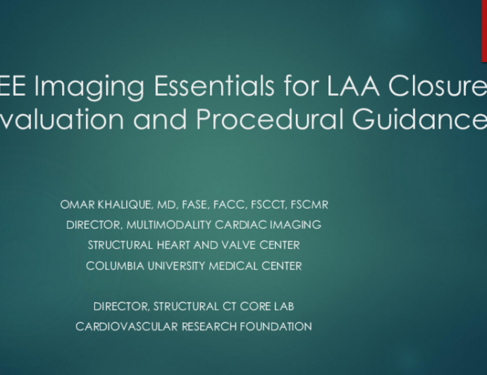 TEE Imaging Essentials for LAA Closure Evaluation and Procedural Guidance