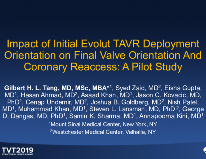 Impact of Initial Evolut TAVR Deployment Orientation on Final Valve Orientation and Coronary Reaccess: A Pilot Study