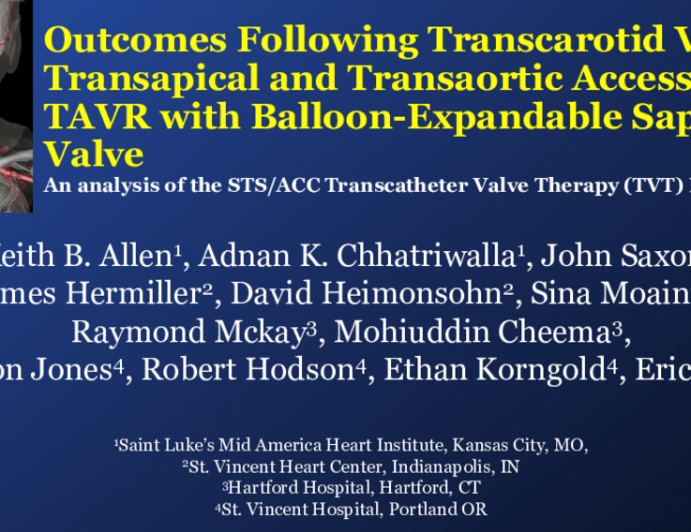 Outcomes Following Transcarotid Versus Transpical/Transaortic Access for Transcatheter Aortic Valve Replacement: Results from the Transcatheter Valve Therapy (TVT) Registry