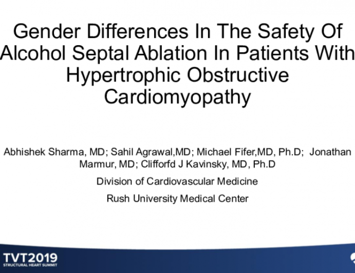 Gender Differences in the Safety of Alcohol Septal Ablation in Patients With Hypertrophic Obstructive Cardiomyopathy