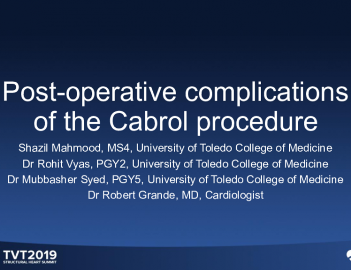 Detection of Long-Term Post-Operative Complications of the Cabrol Surgical Technique