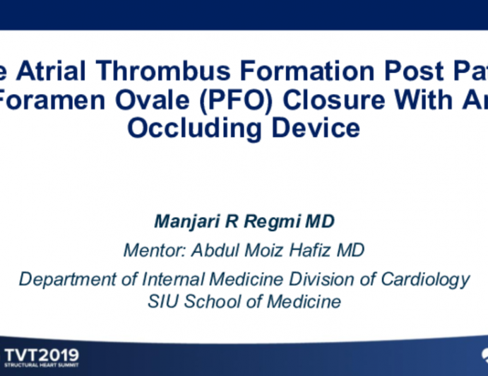 Late Atrial Thrombus Formation Post-Patent Foramen Ovale (PFO) Closure With An Occluding Device