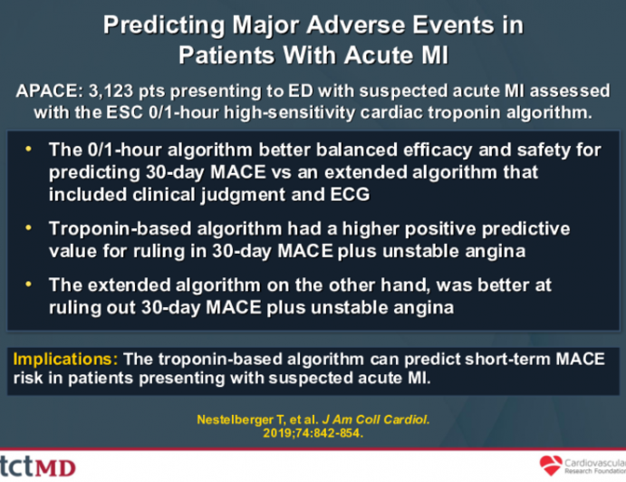 Predicting Major Adverse Events inPatients With Acute MI