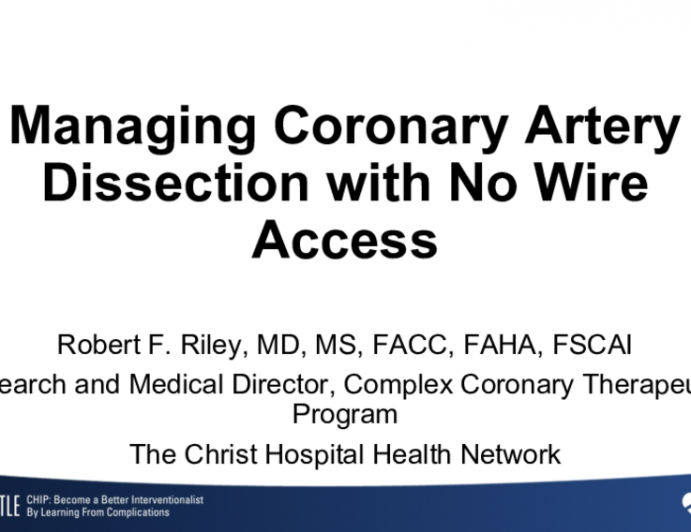 Managing Coronary Artery Dissection with No Wire Access