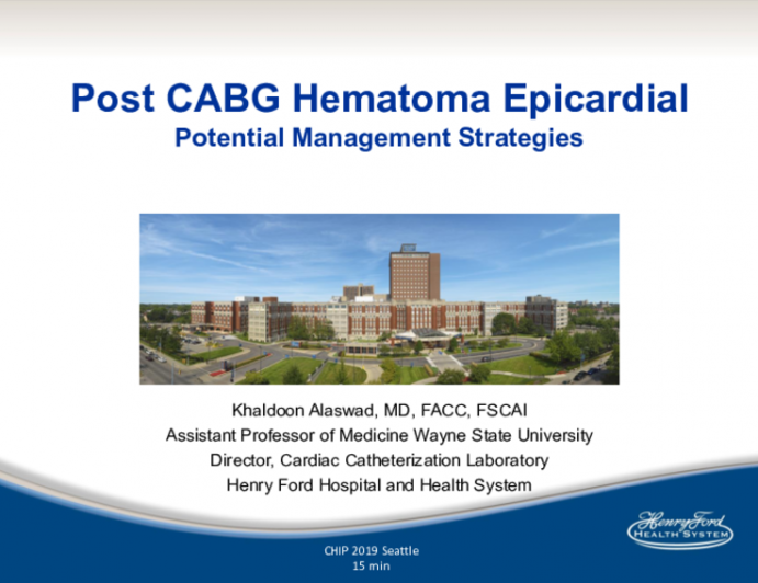Post CABG Hematoma EpicardialPotential Management Strategies