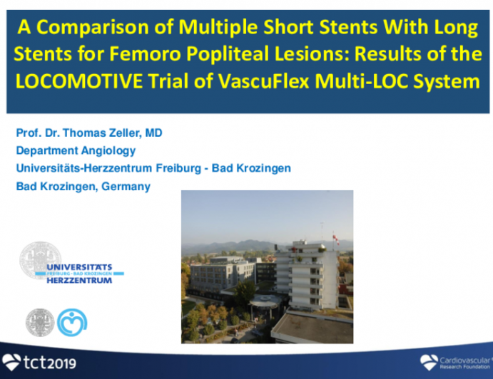 A Comparison of Multiple Short Stents With Long Stents for Femoral Popliteal Lesions: Results of the LOCOMOTIVE Trial of VascuFlex System (From B. Braun)