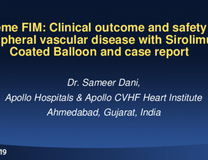 Xtreme FIM: Clinical Outcome and Safety in Peripheral Vascular Disease With Sirolimus-Coated Balloon (And Case Report)