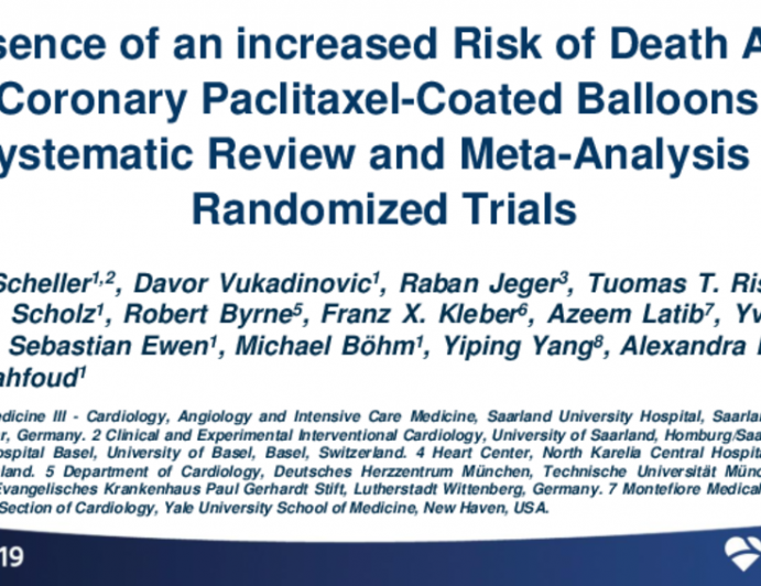Absence of Risk of Death After Coronary Paclitaxel-Coated Balloons: Systematic Review and Meta-Analysis of Randomized Trials
