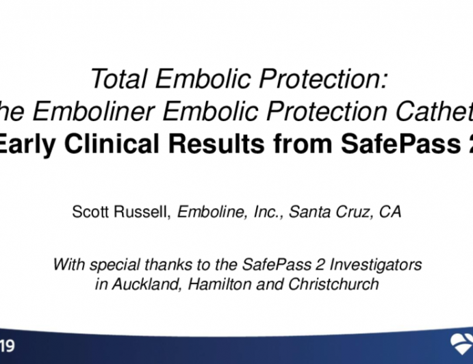 Aortic Valve Intervention and Ancillary Solutions II - Total Embolic Protection: The Emboliner Embolic Protection Catheter, Early Clinical Results