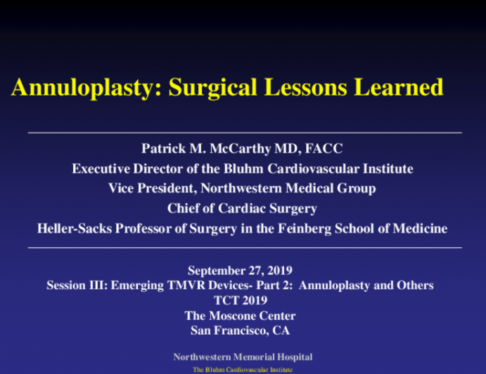 Annuloplasty: Surgical Lessons Learned
