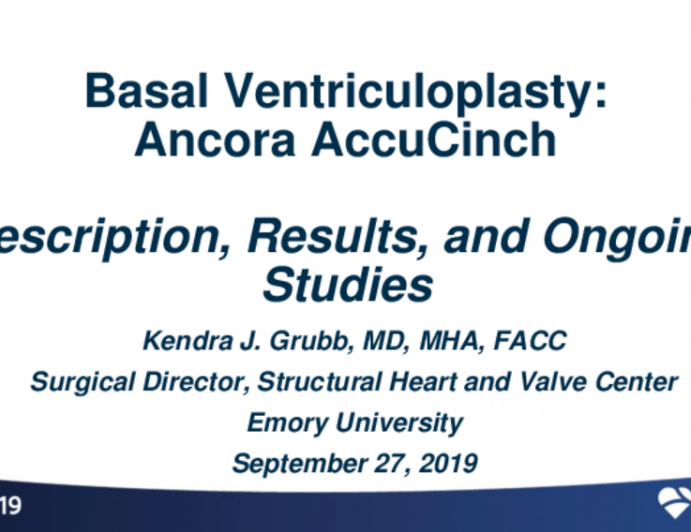 Basal Ventriculoplasty: Ancora — Device Description, Results, and Ongoing Studies