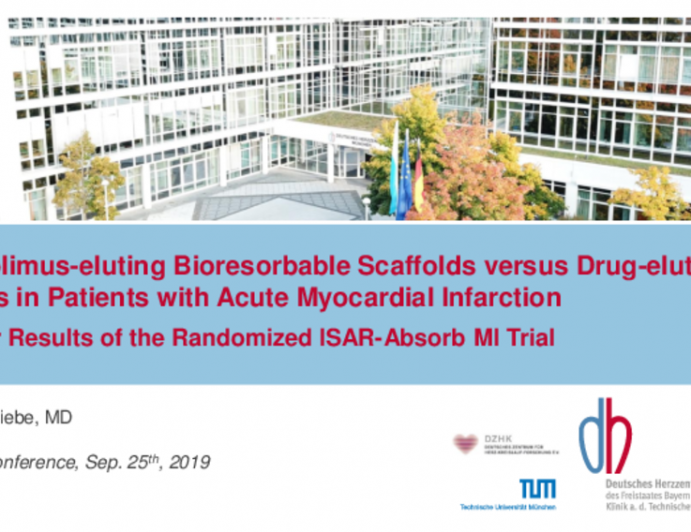 TCT 11: Everolimus-eluting Bioresorbable Scaffolds versus Drug-eluting Stents in Patients with Acute Myocardial Infarction – 2-Year Results of the Randomized ISAR-Absorb MI Trial