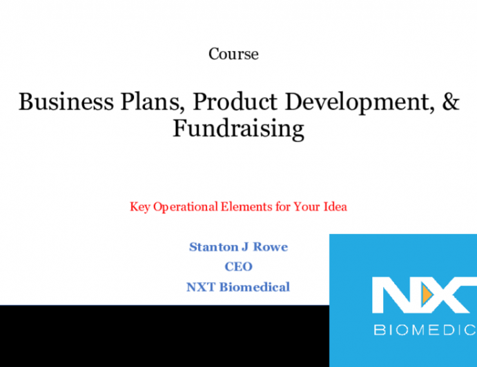 Business Planning, Development, and Fundraising