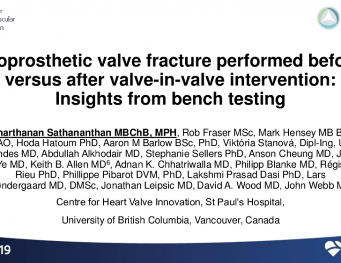 TCT 33: Bioprosthetic valve fracture performed pre versus post valve-in-valve transcatheter aortic valve replacement: Insights from bench testing