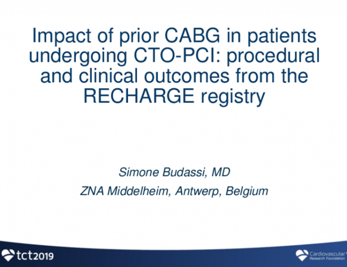 TCT 102: Impact of Coronary Artery Bypass history in patients undergoing Chronic Total Occlusion-Percutaneous Coronary Intervention: proceural and clinical outcomes from the Registry of CrossBoss and Hybrid Procedures in France, The Netherlands, Belgium a