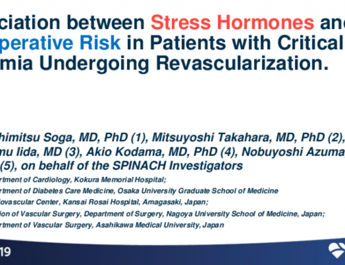 Stress Hormones Are Related to Perioperative Outcomes After CLI Surgical/Endovascular Revascularization: The SPINACH Registry