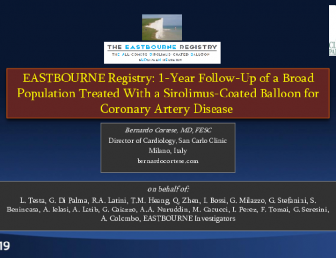 EASTBOURNE Registry: 1-Year Follow-Up of a Broad Population Treated With a Sirolimus-Coated Balloon for Coronary Artery Disease