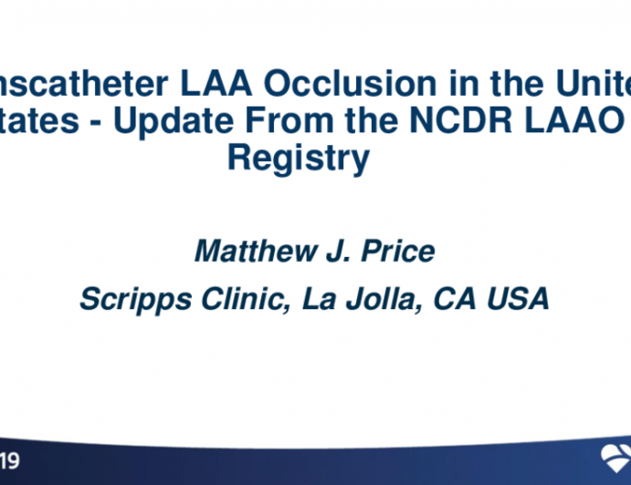 LAA Closure in the United States: Update From the NCDR LAAO Registry