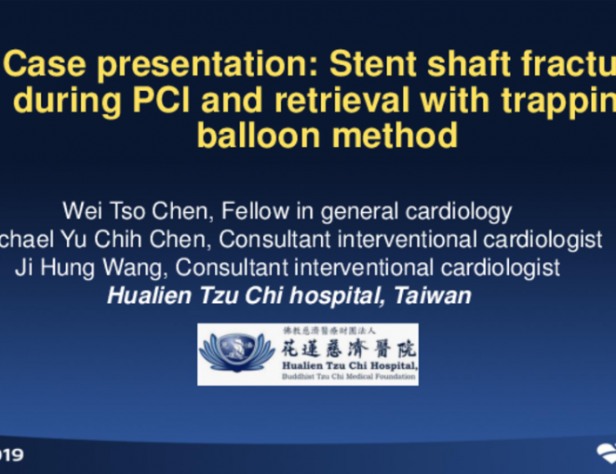 Case 1 (A): A Case of Stent Shaft Fracture During PCI and Retrieval With Trapping Balloon Method