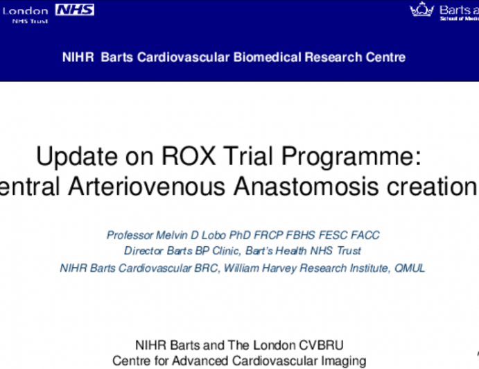 Update on ROX Trial Program (AV Fistula Creation)