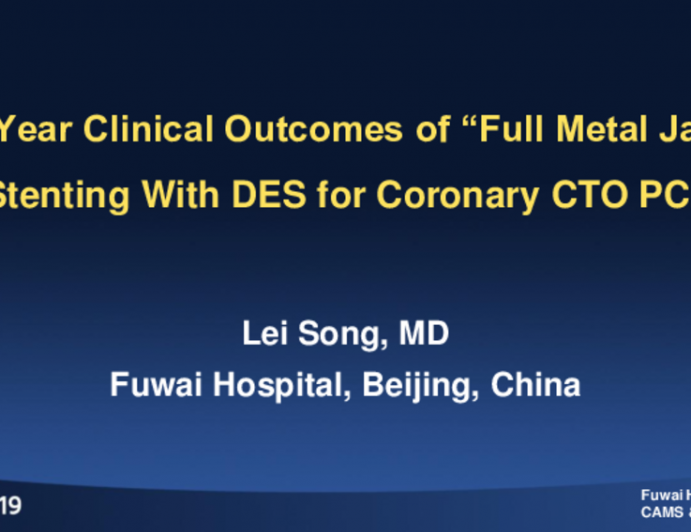 TCT 98: Five-Year Clinical Results of Full Metal Jacket With Drug-Eluting Stents for Coronary Chronic Total Occlusion