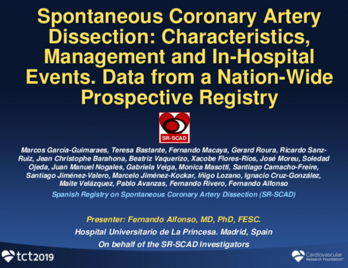SR-SCAD: Patient Characteristics, Management, and Outcomes of Spontaneous Coronary Artery Dissection From a Spanish National Registry