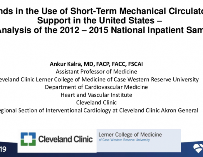 Trends in the Use of Mechanical Circulatory Support in the United States: The 2012-2015 National Inpatient Sample