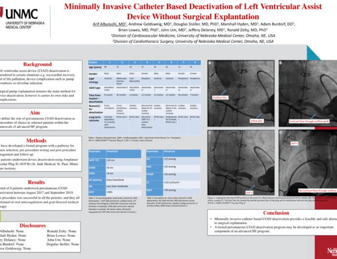 TCT 85: Minimally invasive catheter based deactivation of left ventricular device without surgical explantation