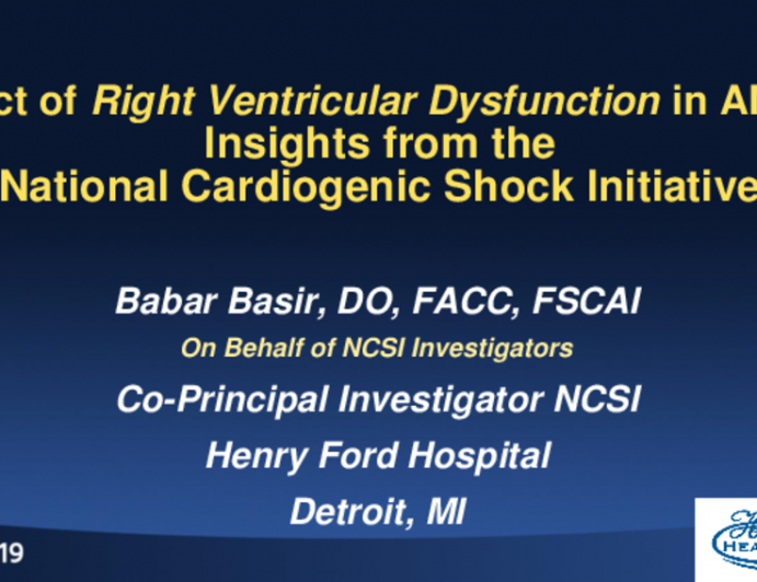 Impact of Right Ventricular Dysfunction in Acute Myocardial Infarction Complicated by Cardiogenic Shock