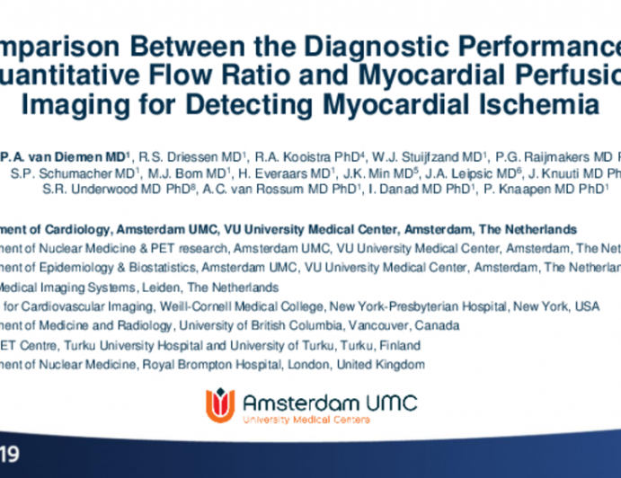 TCT 112: Comparison Between the Diagnostic Performance of Quantitative Flow Ratio and Myocardial Perfusion Imaging for Detecting Myocardial Ischemia