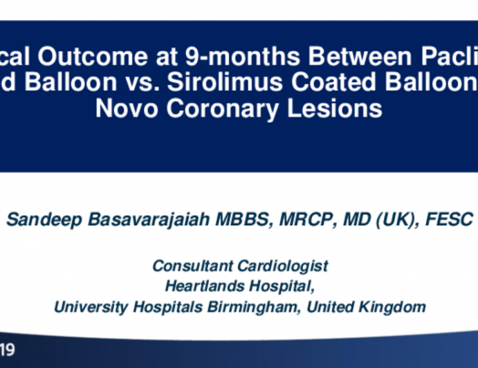 Clinical Outcome at 6 Months Between Paclitaxel-Coated Balloon vs. Sirolimus-Coated Balloon in De Novo Coronary Lesions