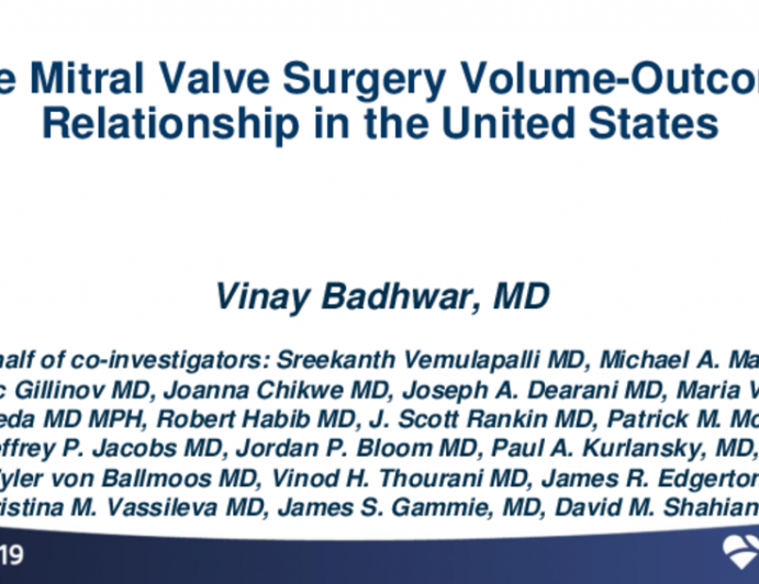 STS Registry: Mitral Valve Surgery Institutional Volume-Outcome Relationship in the United States