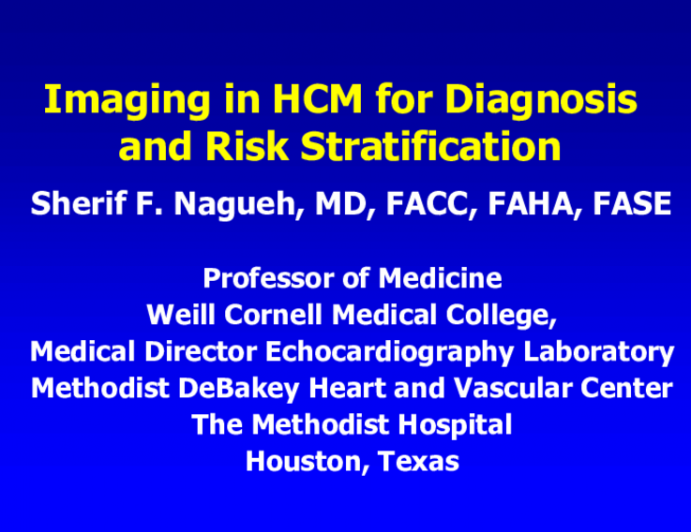 Imaging in HCM for Diagnosis and Risk Stratification