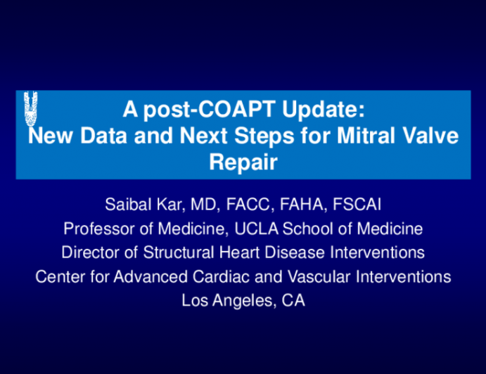 A Post-COAPT Update: New Data and Next Steps for Mitral Valve Repair